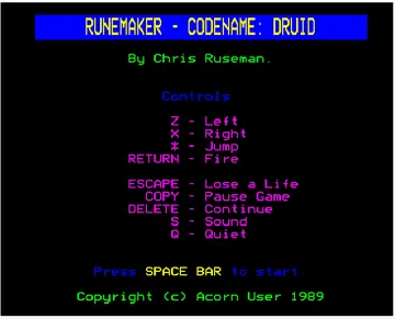 Runemaker - Codename Druid (1989)(Acorn User) screen shot title